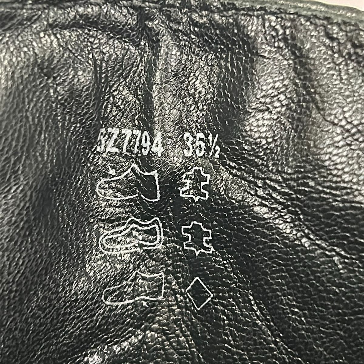 Miu Miu Long Boots 35.5 Black Grained Leather Studded Thick Sole Lace — view 7
