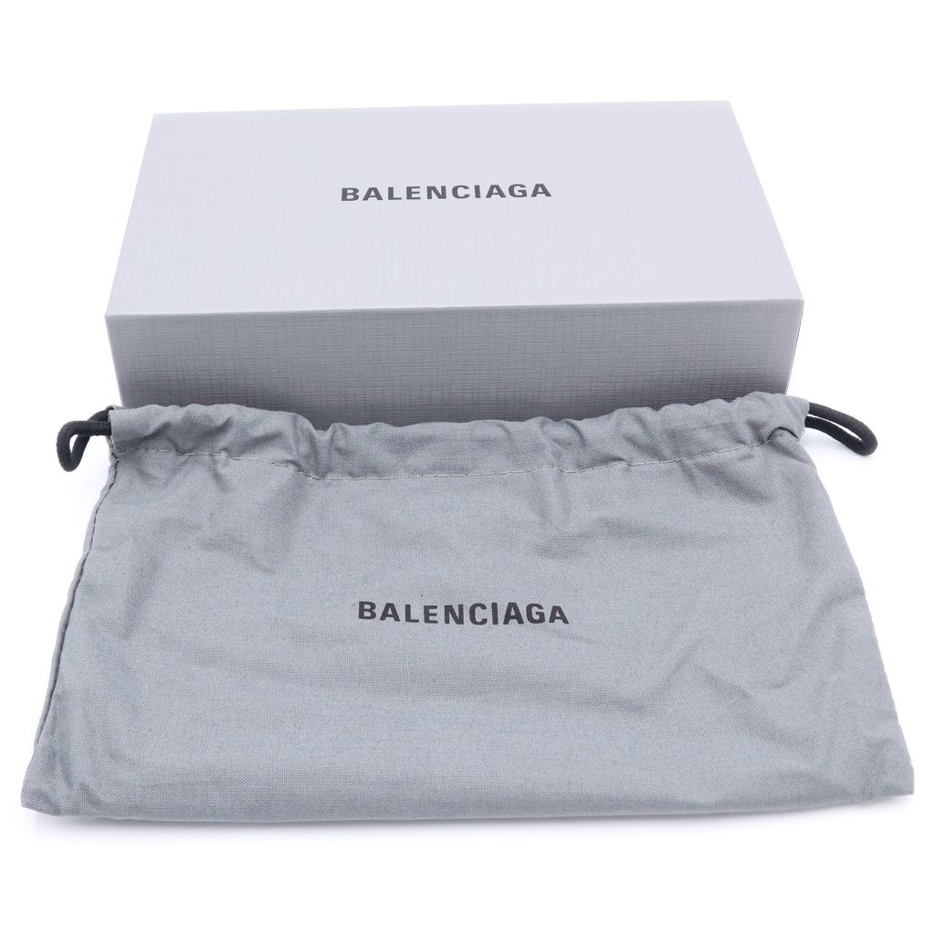 Balenciaga Logo Print Leather Round Zip Wallet Black — view 6