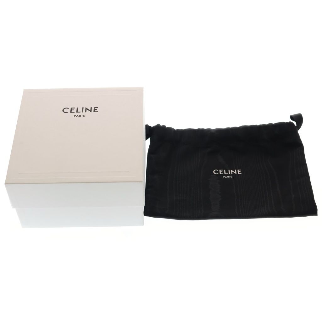 Celine Triomphe Leather Chain Clutch Gold Brown — view 6