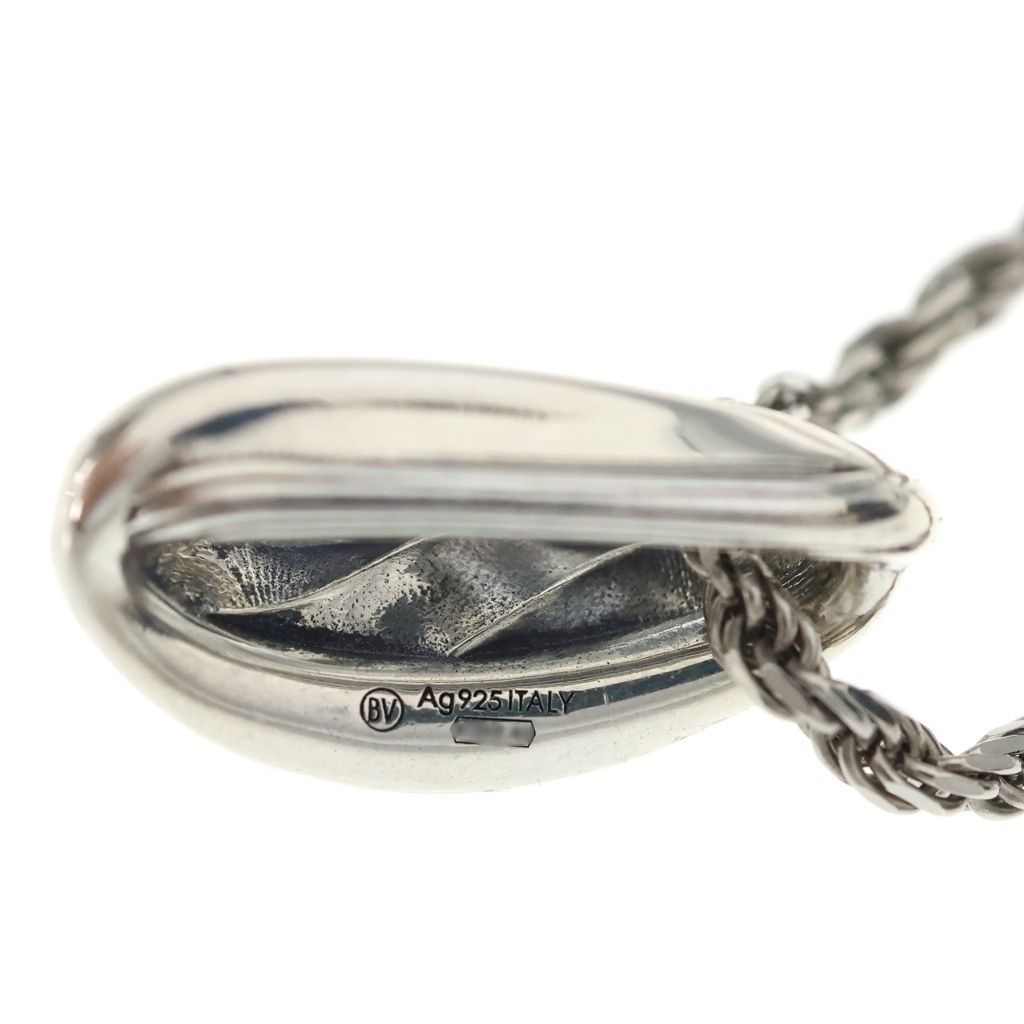 Bottega Veneta Green Stone Pendant Snake Chain Silver — view 6