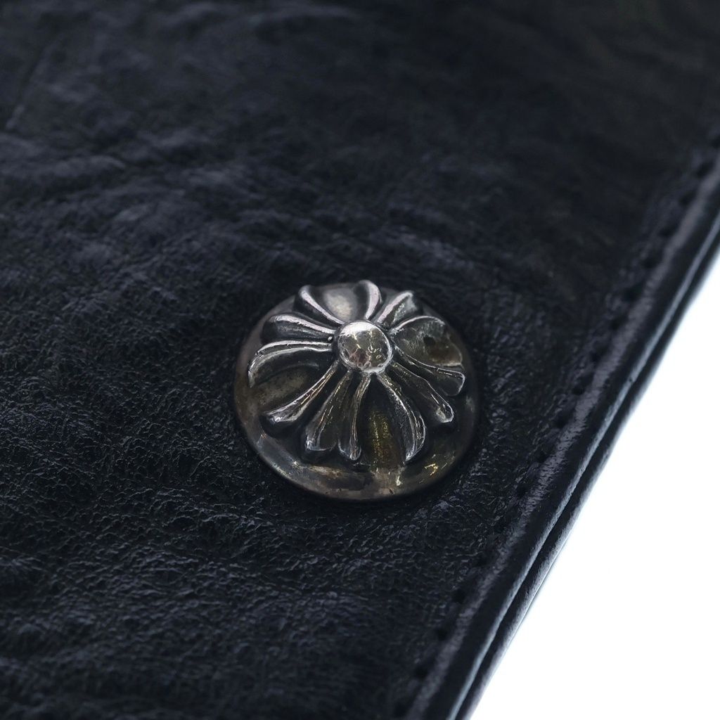 Chrome Hearts 1 Snap Cross Ball Button Leather Wallet Black — view 6