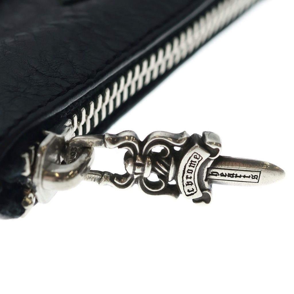 Chrome Hearts Tiny Zip with Cross Patch Daga Zip Leather Wallet Black — view 6