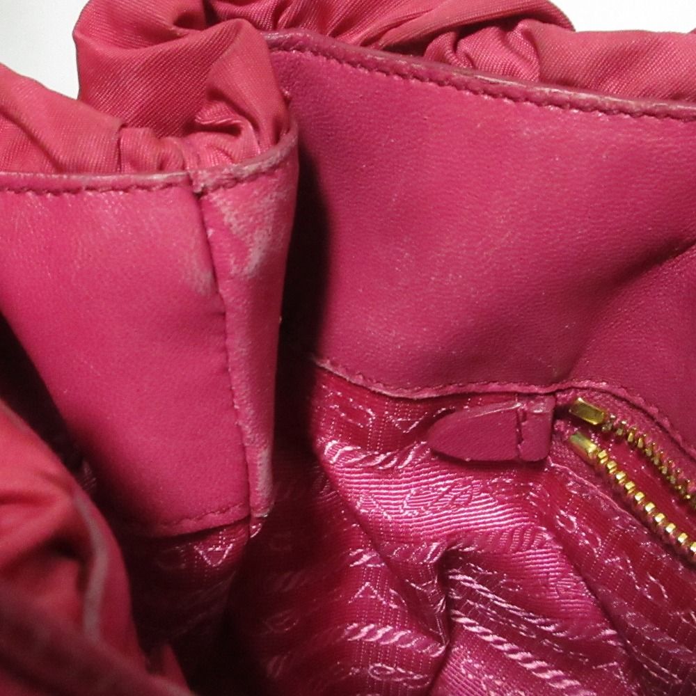 Prada Nylon Frill Gather Handbag Pink — view 9