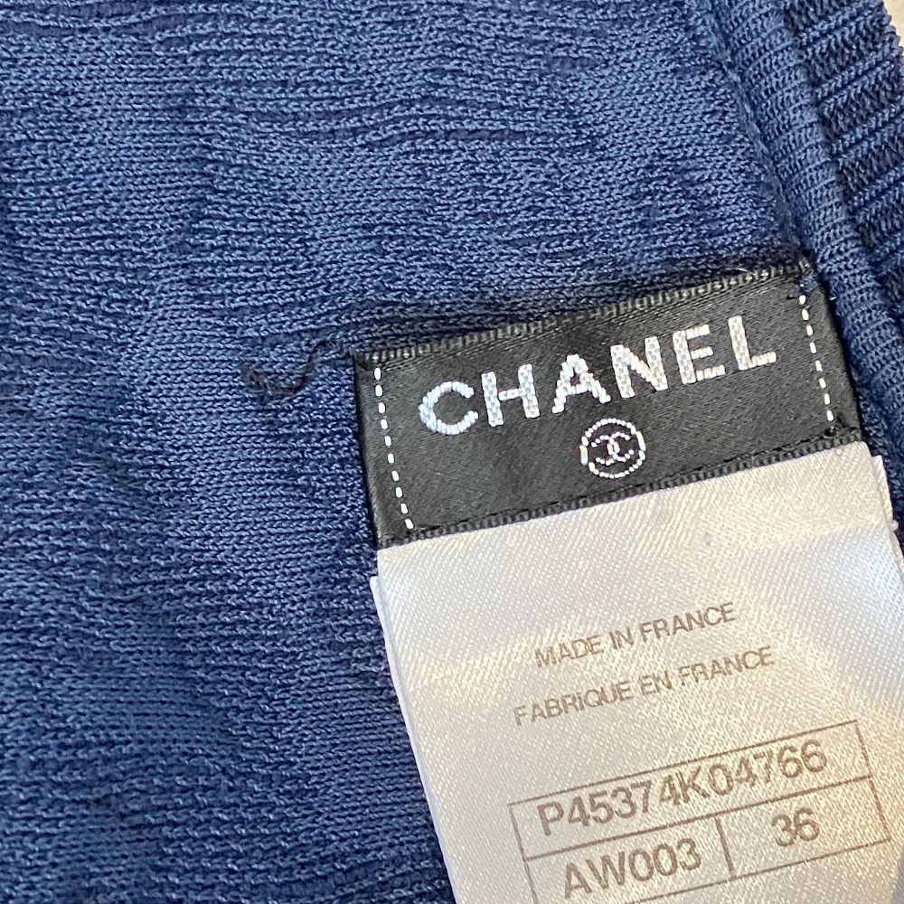 Chanel Jacquard Knit Dress 36 Navy — view 8