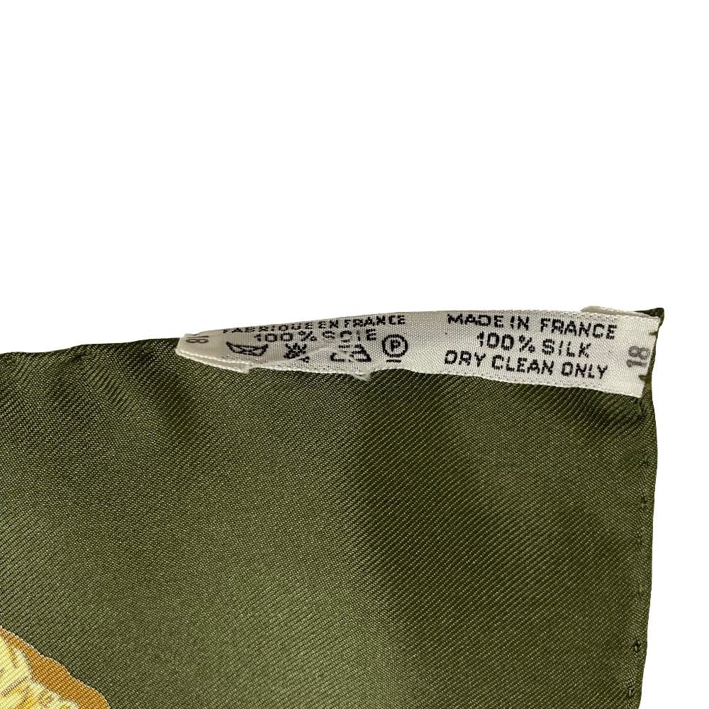 Hermes les Cavaliers D'or Yellow Golden Knight Carre 90 Silk Scarf Green — view 9