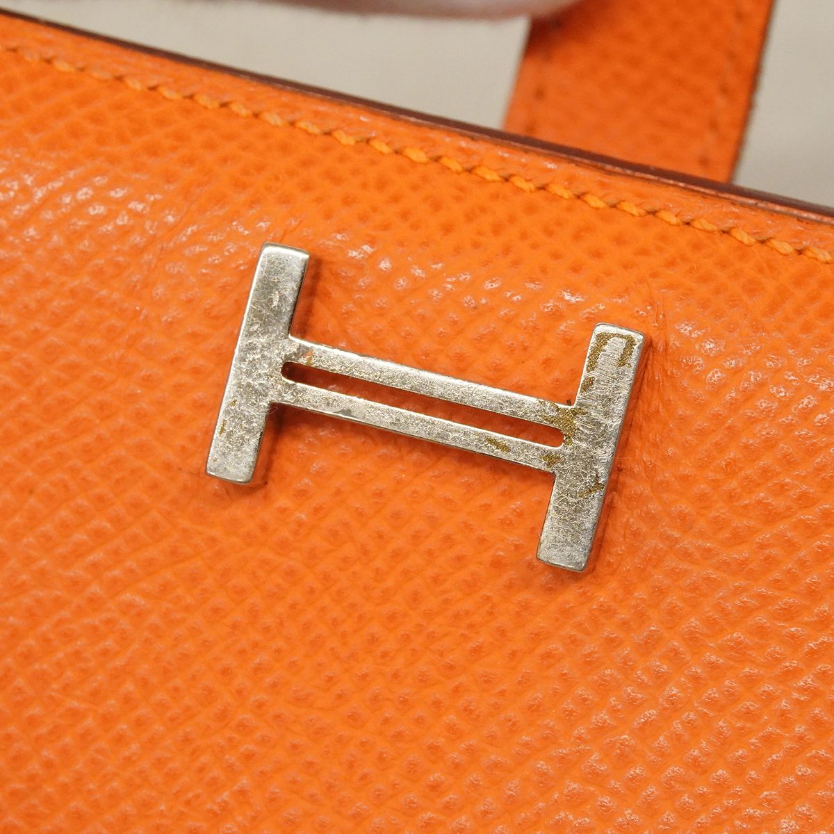Hermes Business Card Holder Bearn Veau Epsom Orange Silver — view 9