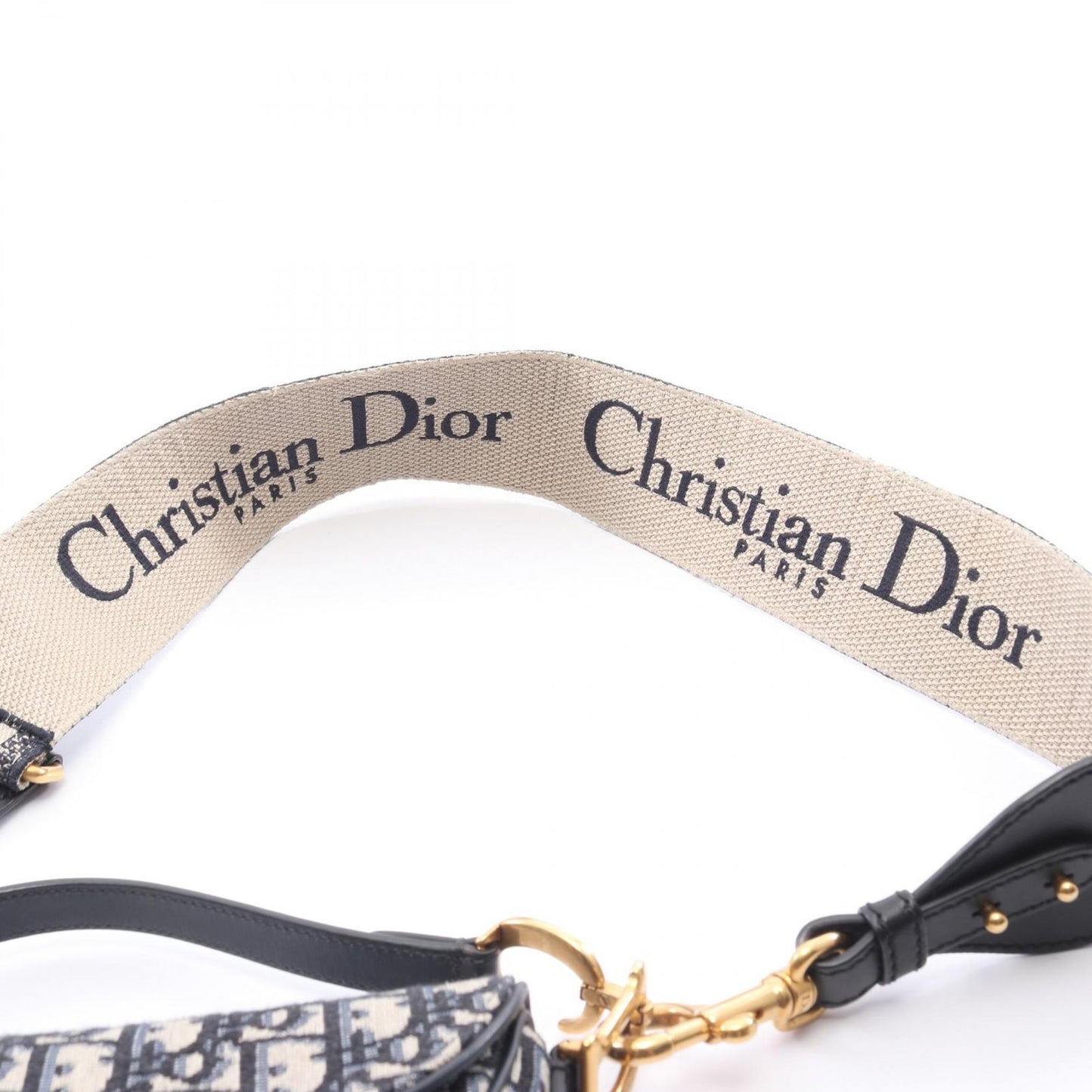 Dior Handbag Saddle Oblique 2-Way Navy Canvas Leather Bag Mini — view 8