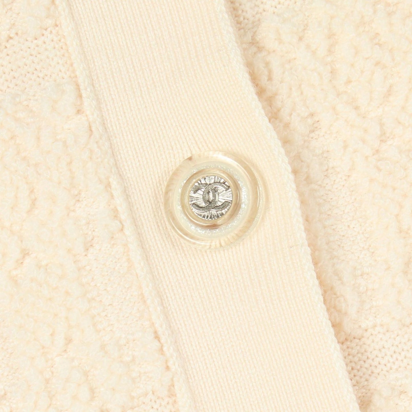 Chanel Dress CC Logo Button White Wool Knit — view 7
