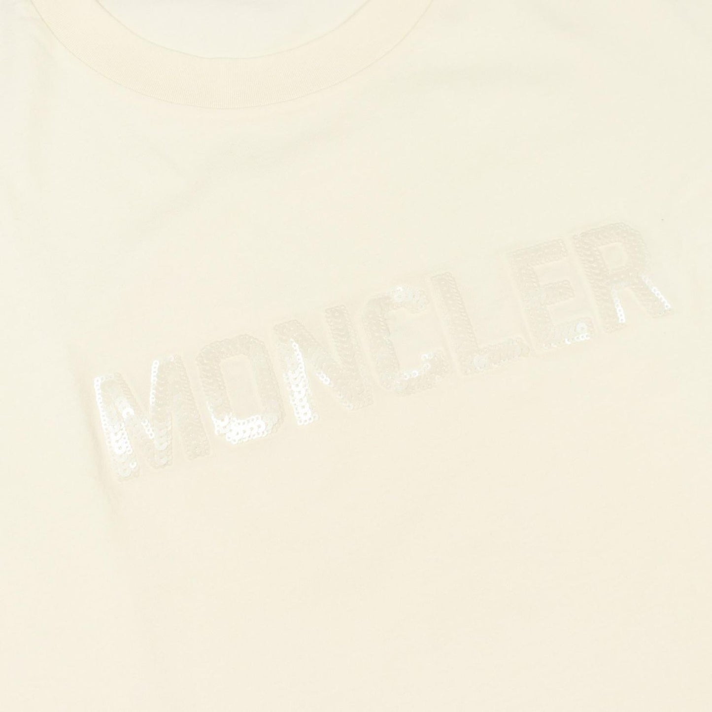 Moncler Short Sleeve T-Shirt Sequin Logo Cropped Cotton — view 7