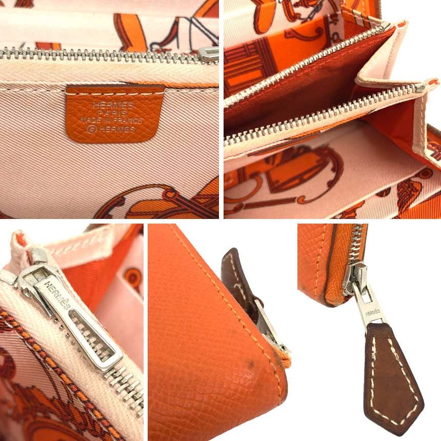 Hermes Bifold Wallet Azap Silk in Compact Silkin Fold Ex Libris Orange — view 3