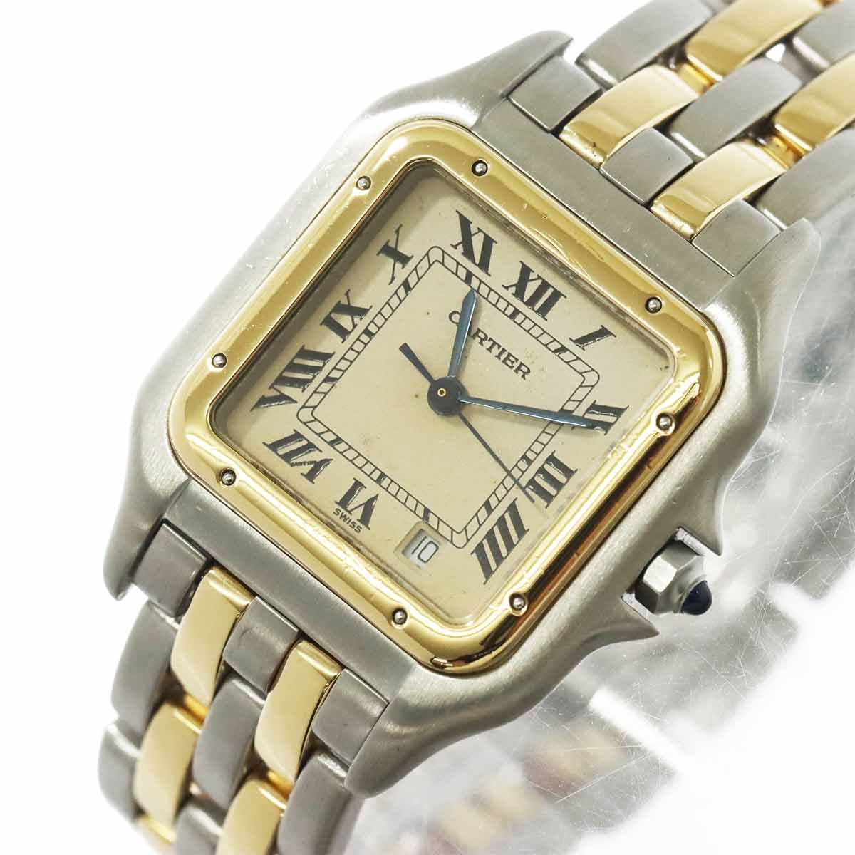 Cartier Panthere 2 Row Date Boys Watch Ivory YG Quartz — view 7