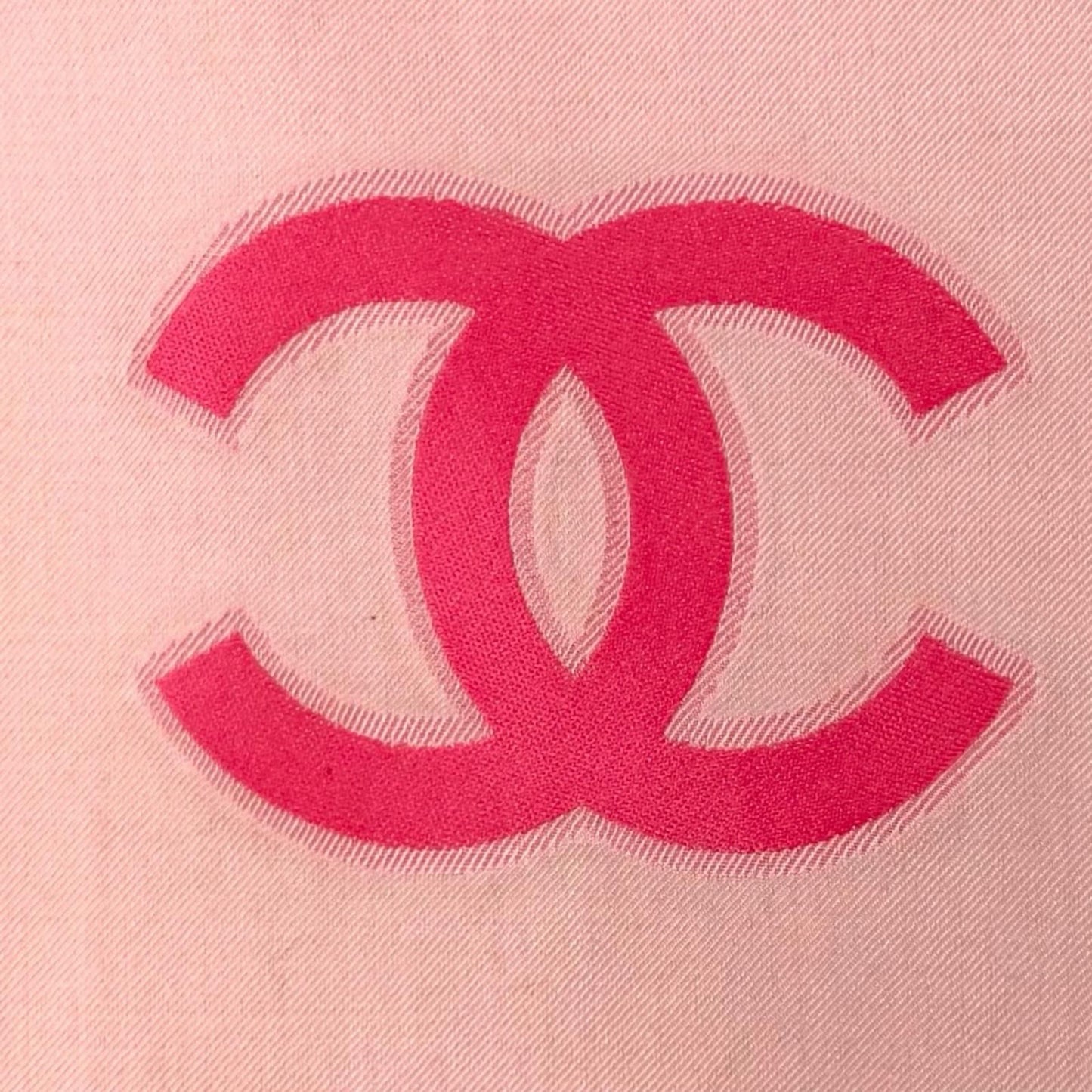 Chanel 23c Cashmere Silk Blend CC Logo with Fringe Large Shawl Pink Scarf — view 9