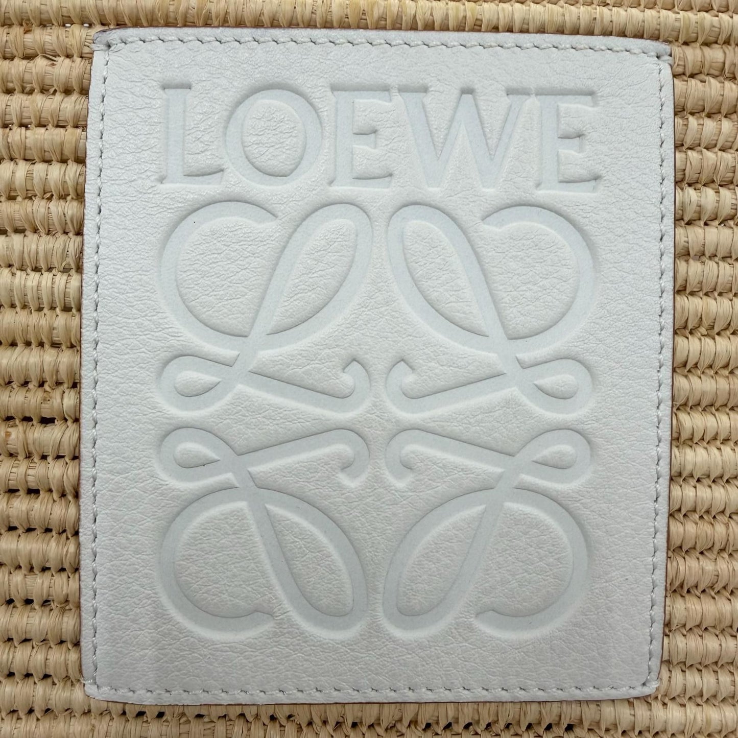 Loewe Anagram Square Basket Small Bag Raffia Leather Handbag Natural White — view 9