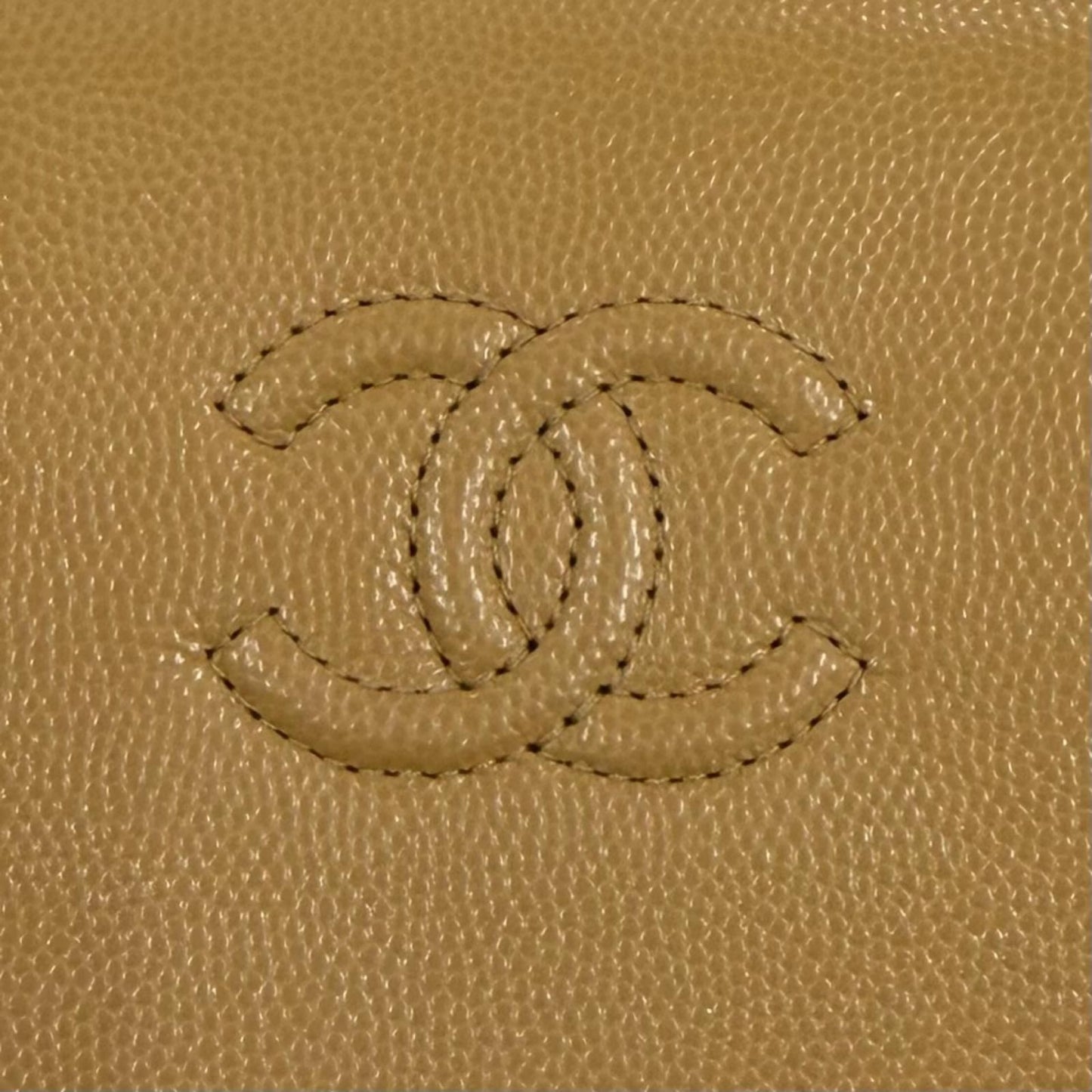 Chanel Caviar Leather Small Flap Wallet CC Logo Bifold Beige — view 9