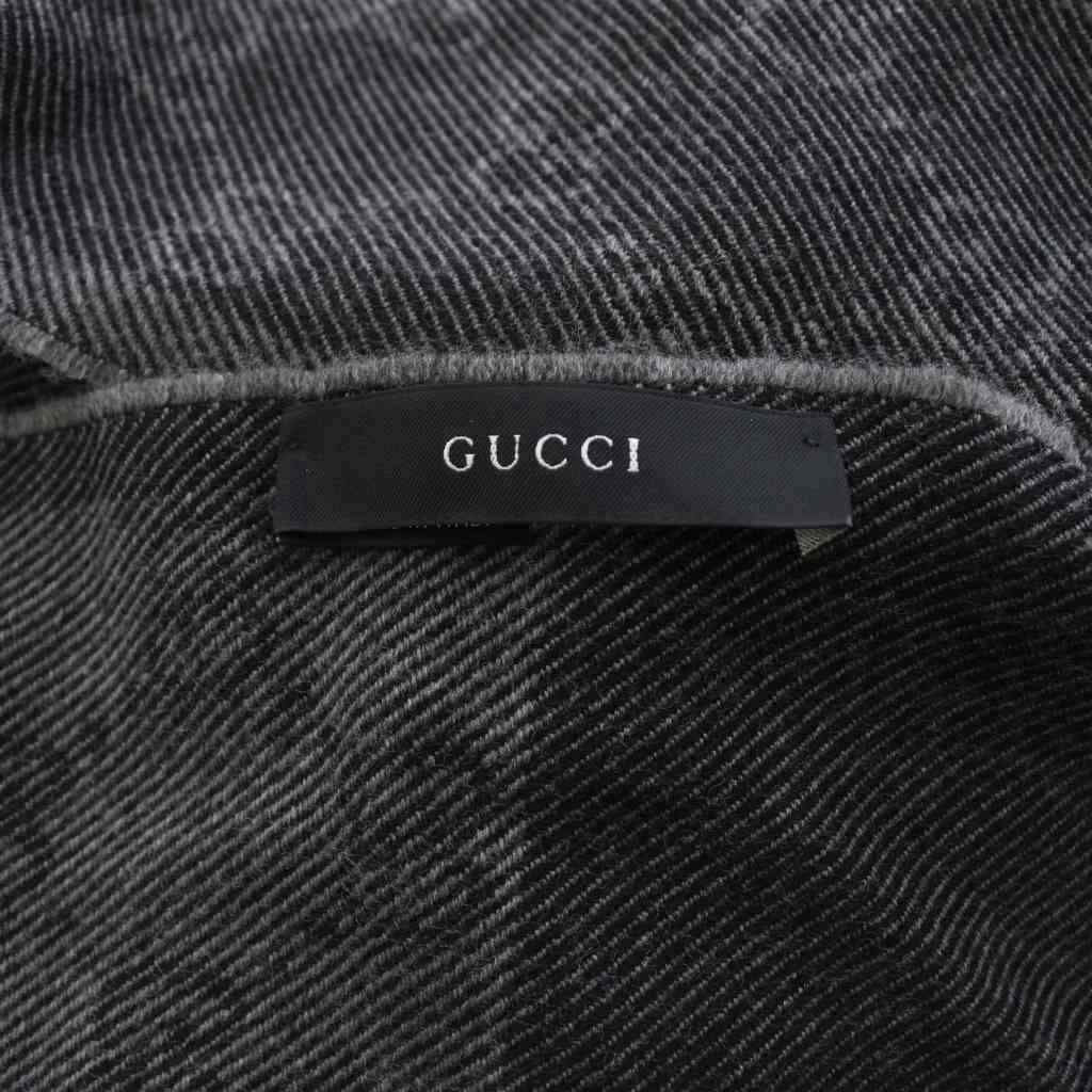 Gucci GG Pattern Scarf Shawl Wool Black TK — view 5