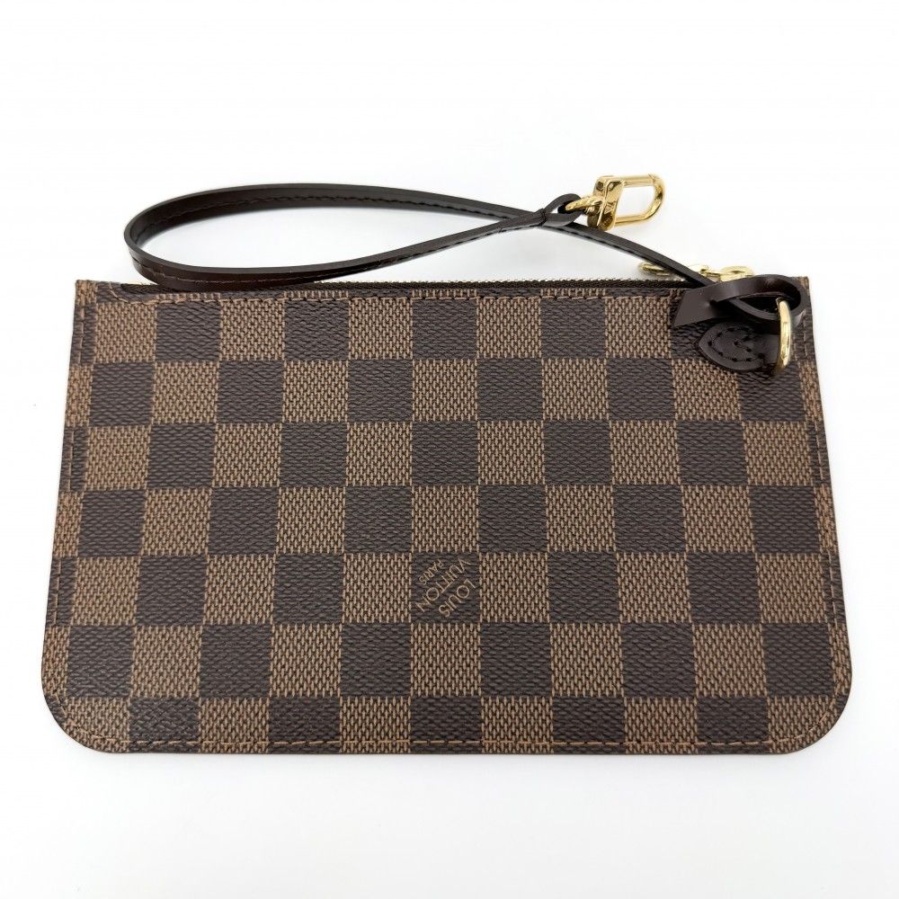 Louis Vuitton Tote Neverfull PM Handbag Shoulder Damier Canvas Brown Gold — view 9