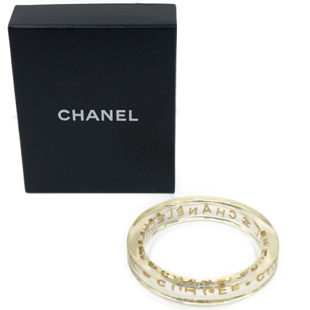 Chanel Logo Bangle Plastic Clear Gold Bracelet 20.5 cm — view 9