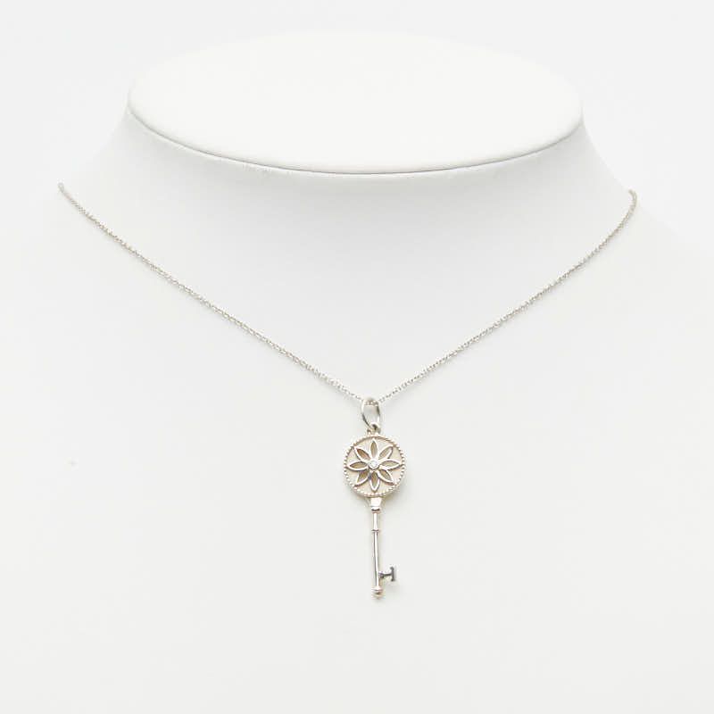 Tiffany & Co Daisy Key Diamond Necklace Silver — view 7