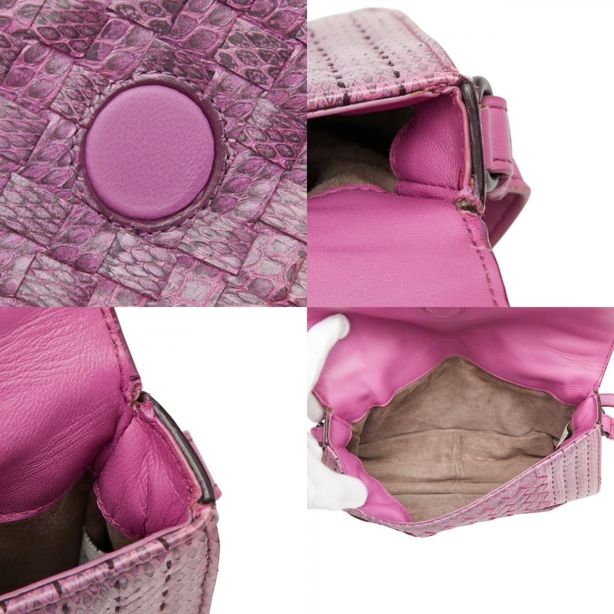 Bottega Veneta Intrecciato Rialto Chain Shoulder Bag Pink Leather — view 9
