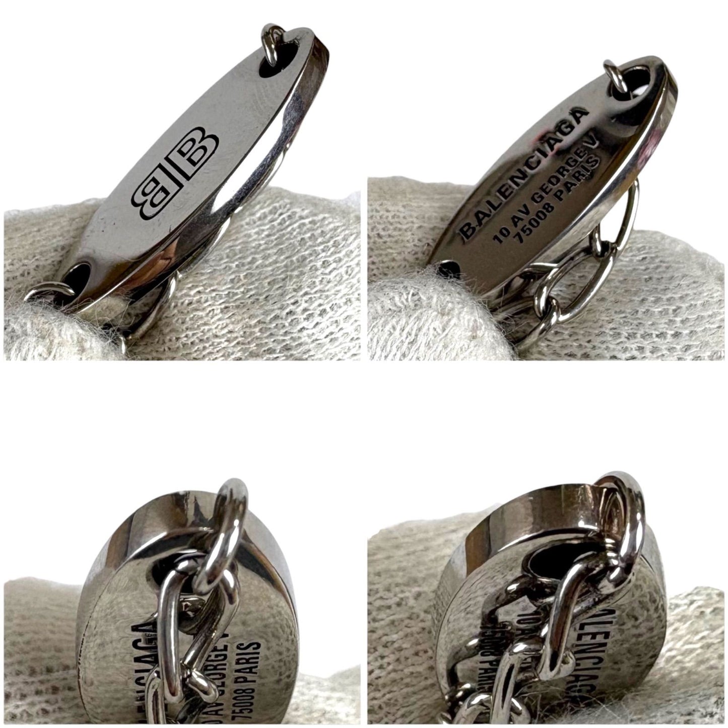Balenciaga Everyday Bracelet Antique Silver Chain Anklet BB Logo — view 9