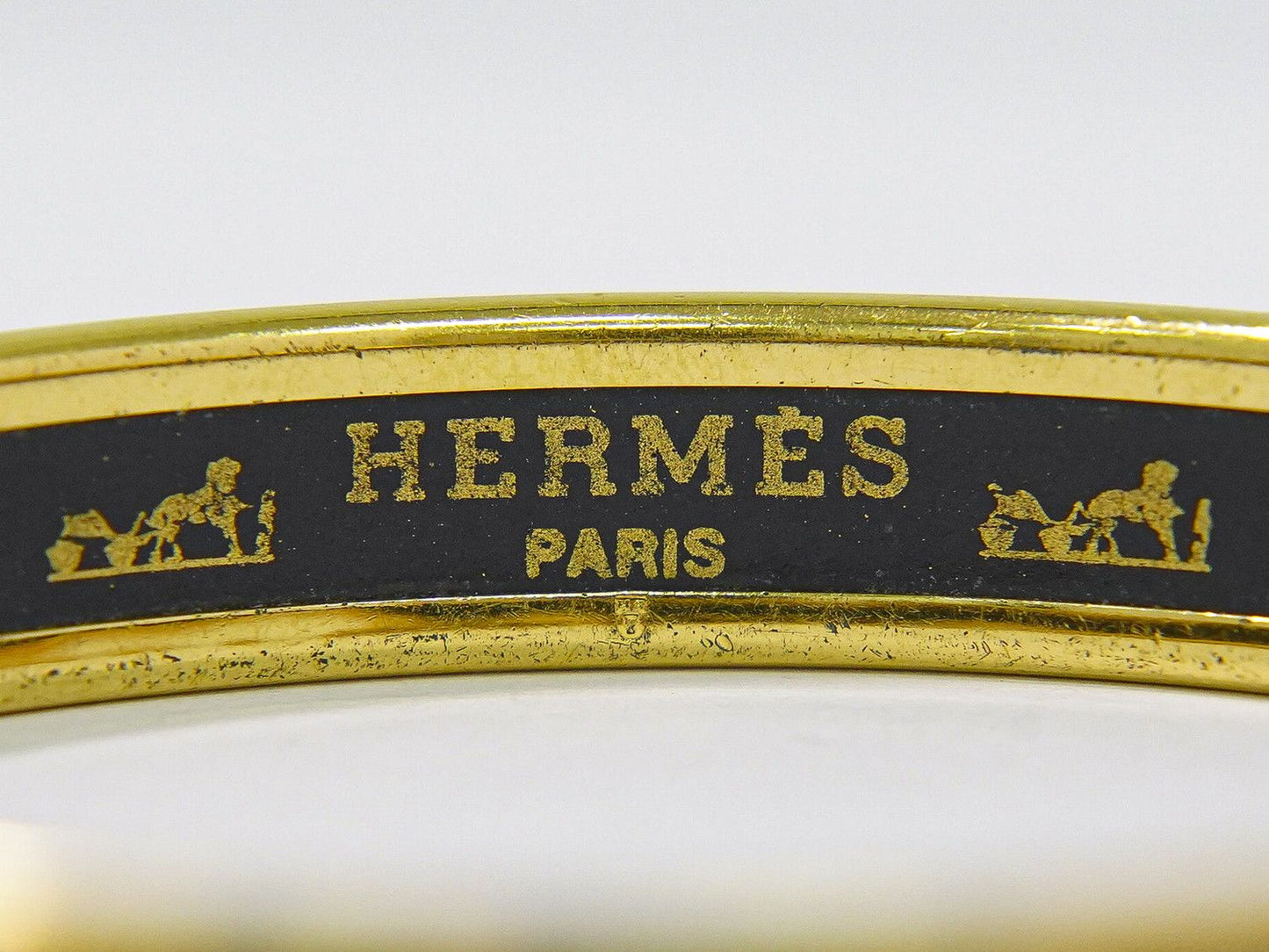 Hermes Enamel PM Bangle Bracelet Cloisonne Gold Plated Multicolor Email — view 9