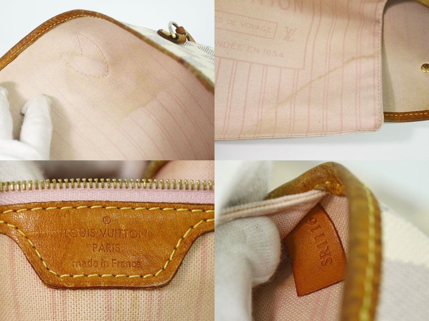 Louis Vuitton LV Neverfull Damier Azur Tote White Gray — view 9