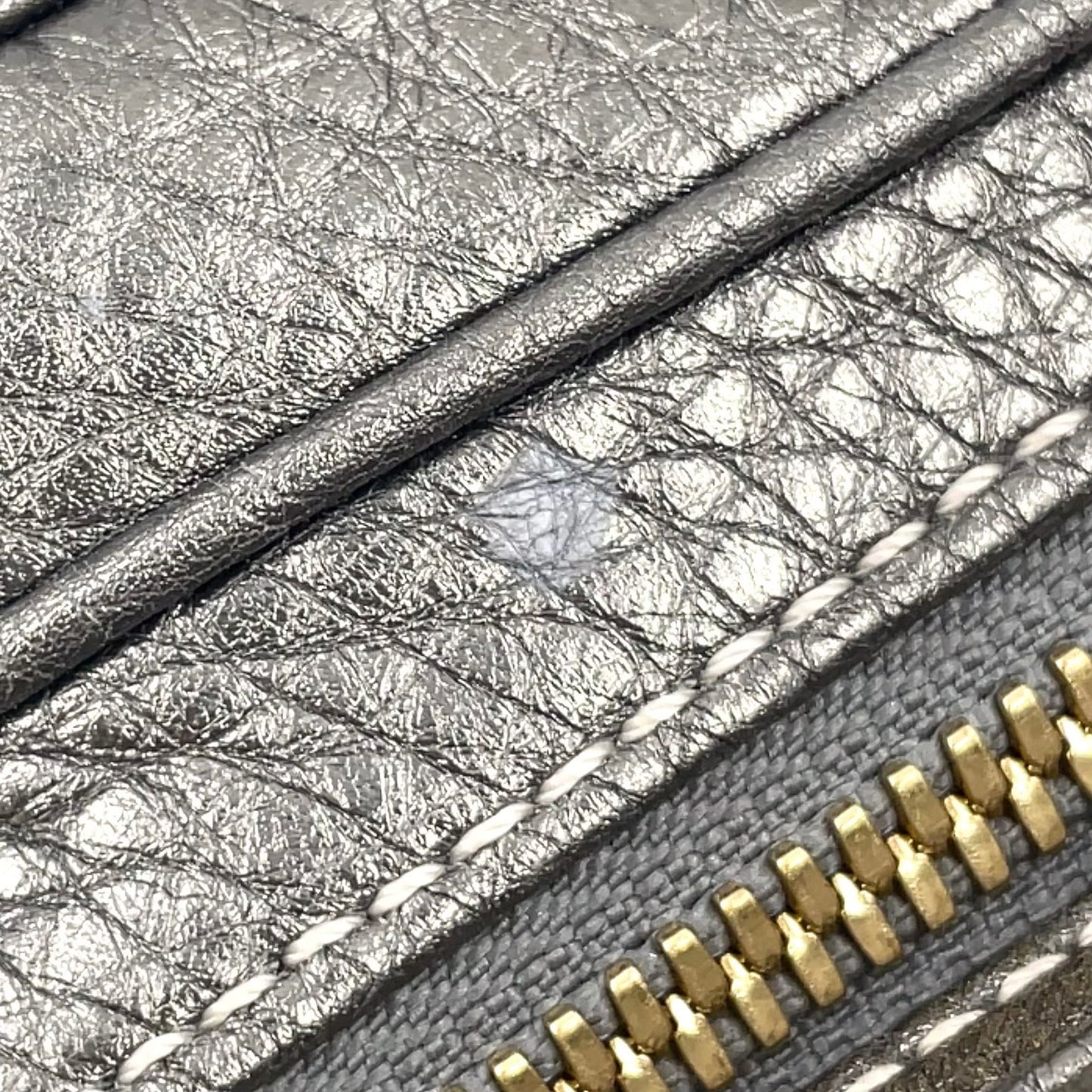 Loewe Senda Metallic Leather Brown Handbag Gold — view 9