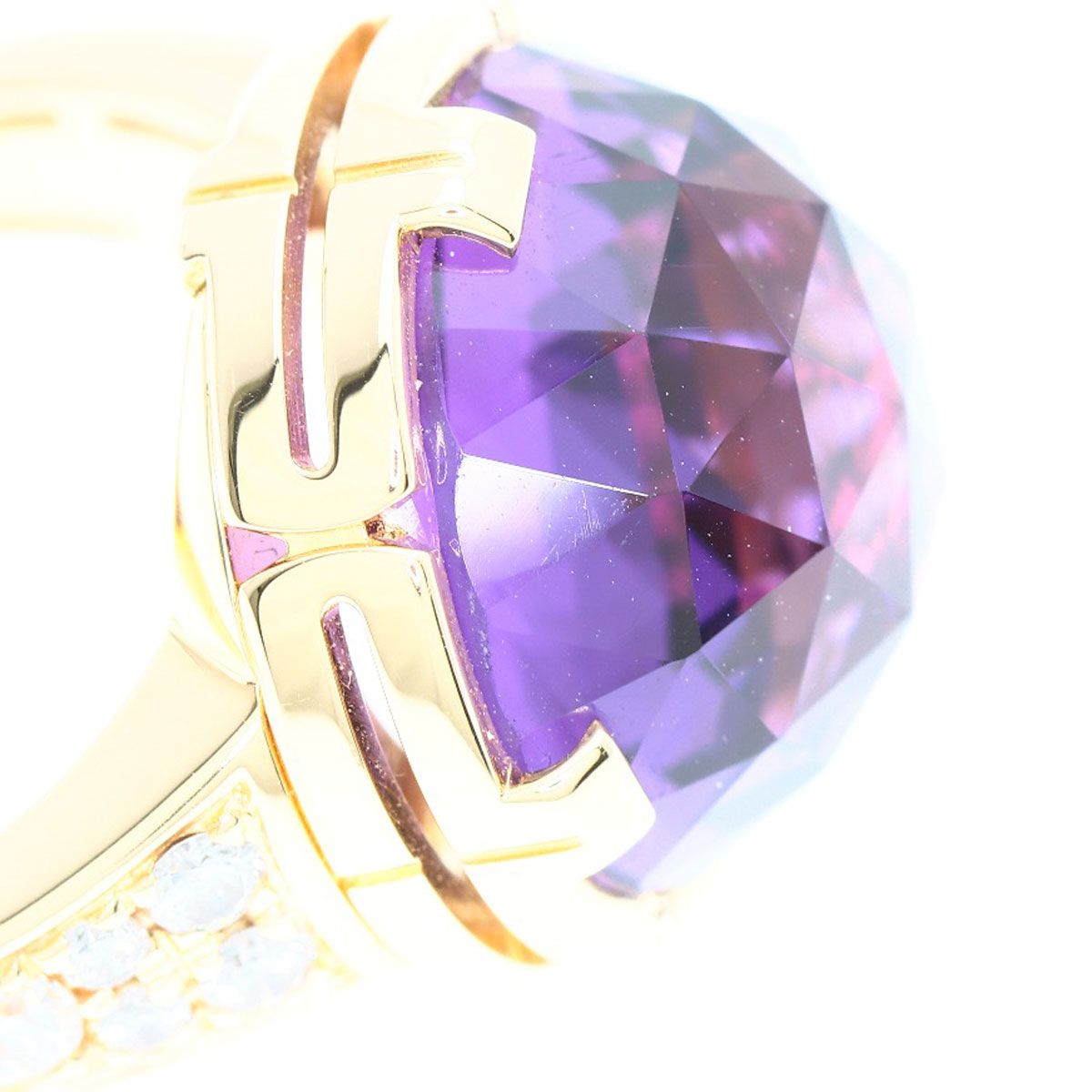Bvlgari Parentesi Cocktail Amethyst Diamond Ring 18k Pink Gold — view 9