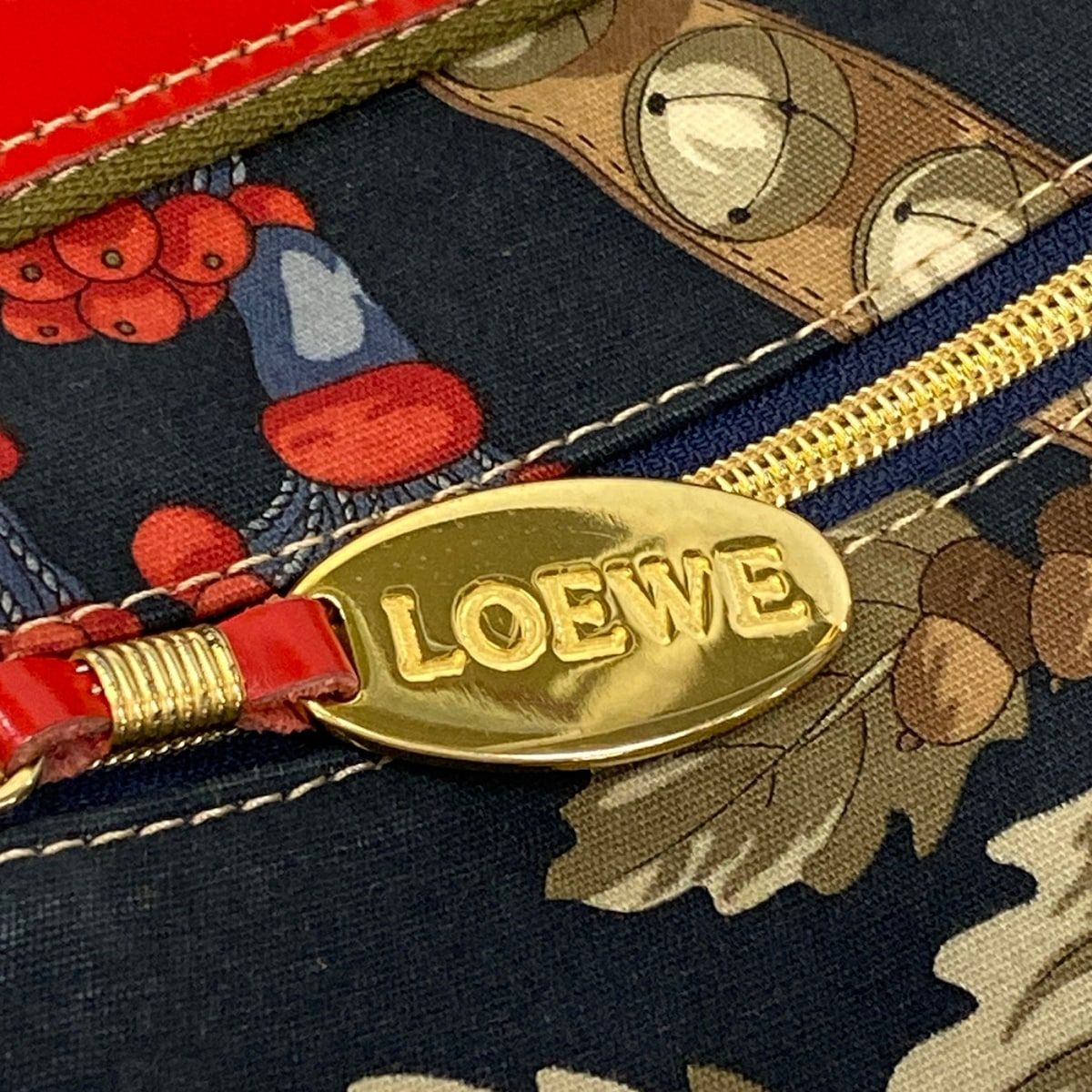 Loewe Handbag Red Navy Multi Leather — view 9