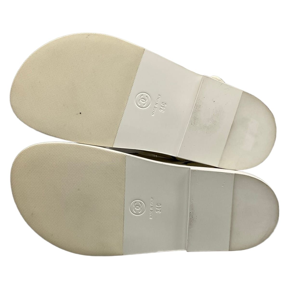 Chanel Sandals 34 C White Black CC Logo Velcro Leather — view 9