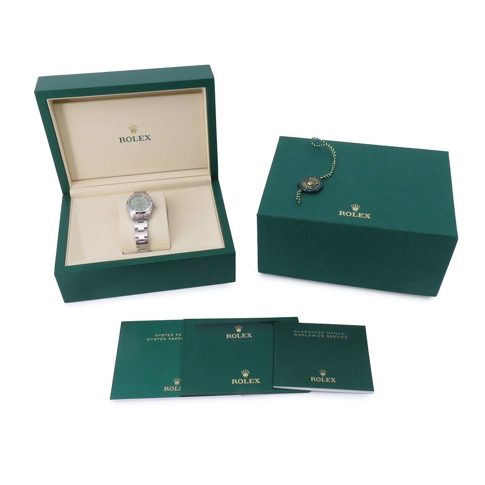 Rolex Oyster Perpetual 28 Watch Pistachio Dial — view 6