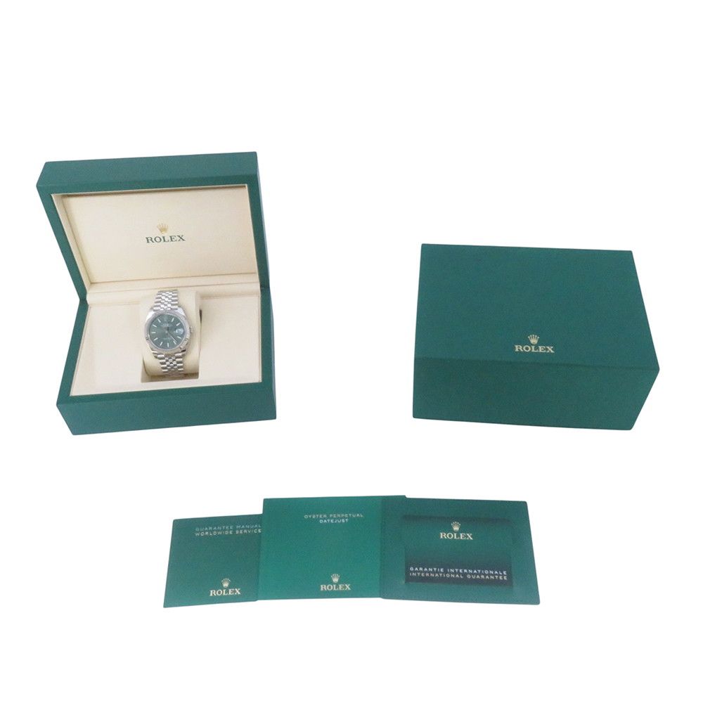 Rolex Datejust 41 SS 18k White Gold Roulette Watch Mint Green Dial — view 9