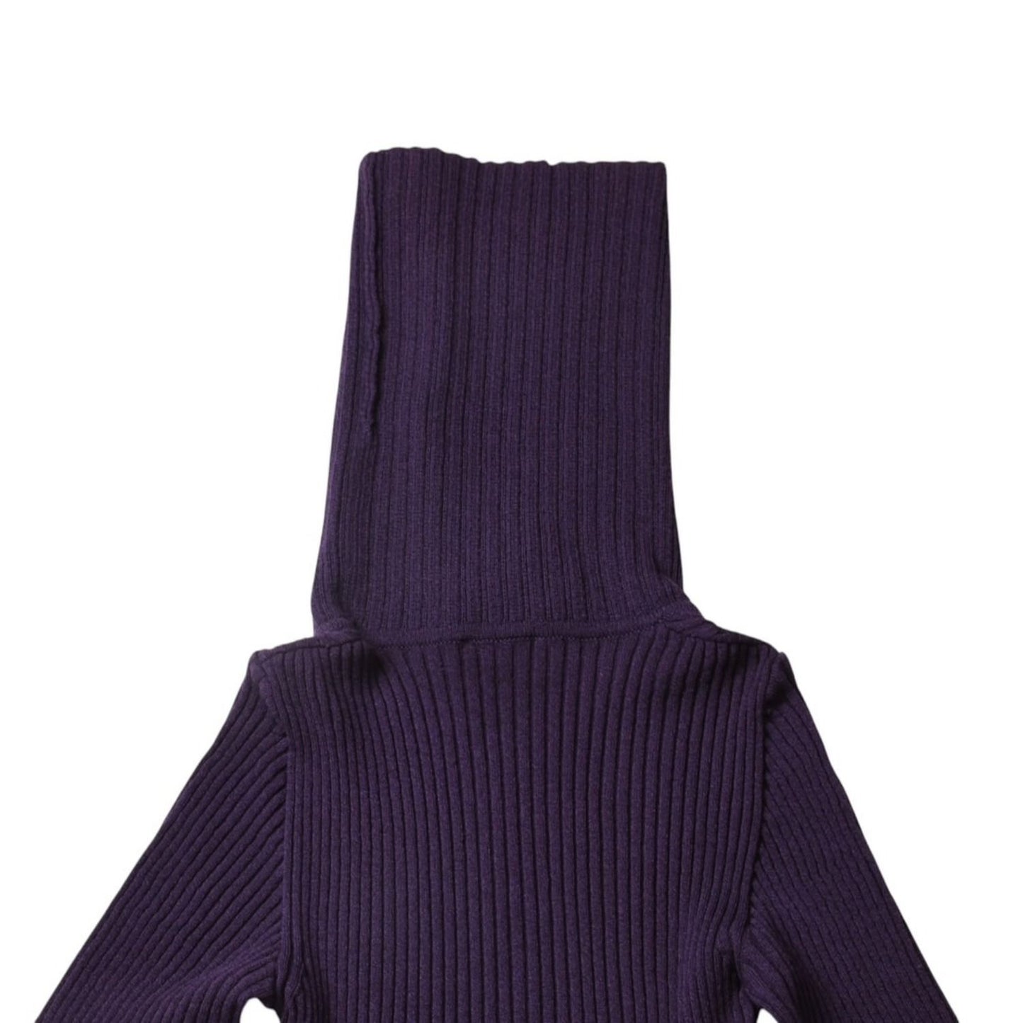 Chanel Turtleneck Knit Dress CC Logo Purple Wool — view 8