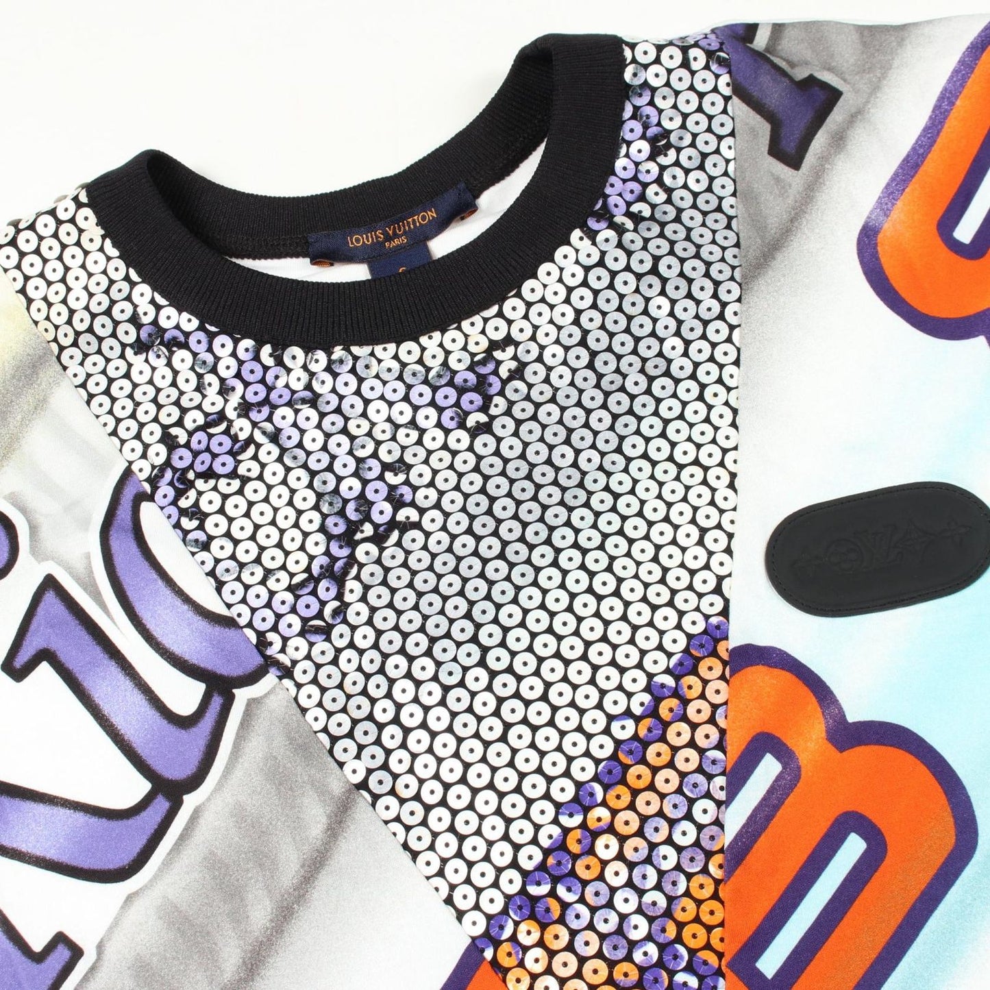 Louis Vuitton Dress Graphic Print Statement Sequin Short Sleeve Ek0 Cotton — view 7