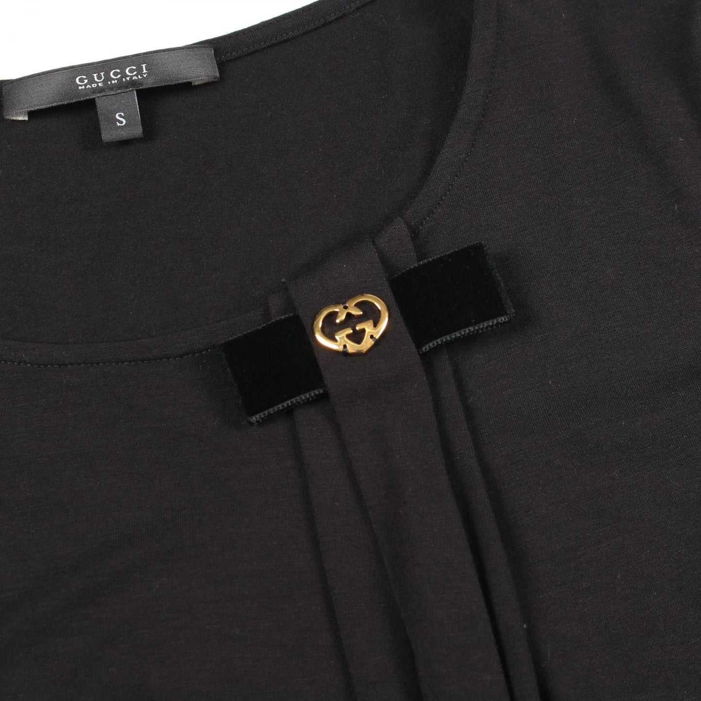 Gucci Short Sleeve T-Shirt Interlocking Black Rayon — view 5