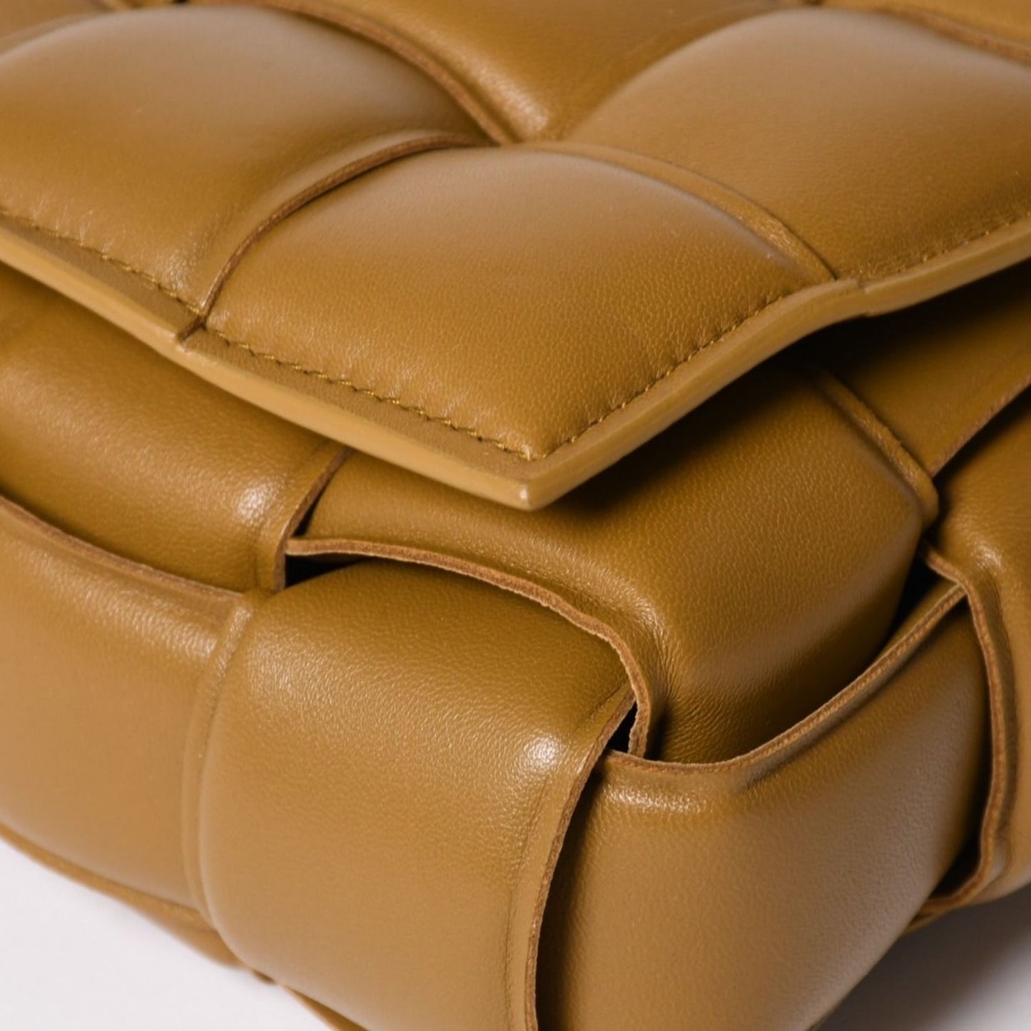 Bottega Veneta Padded Cassette Shoulder Bag Intrecciato Lambskin Brown Gold — view 8
