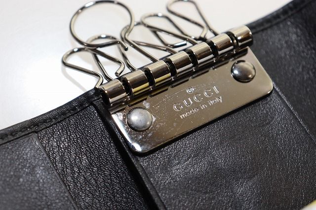 Gucci Key Case 6 Rows GG Guccissima Leather Sherry Line Black Key Holder — view 8
