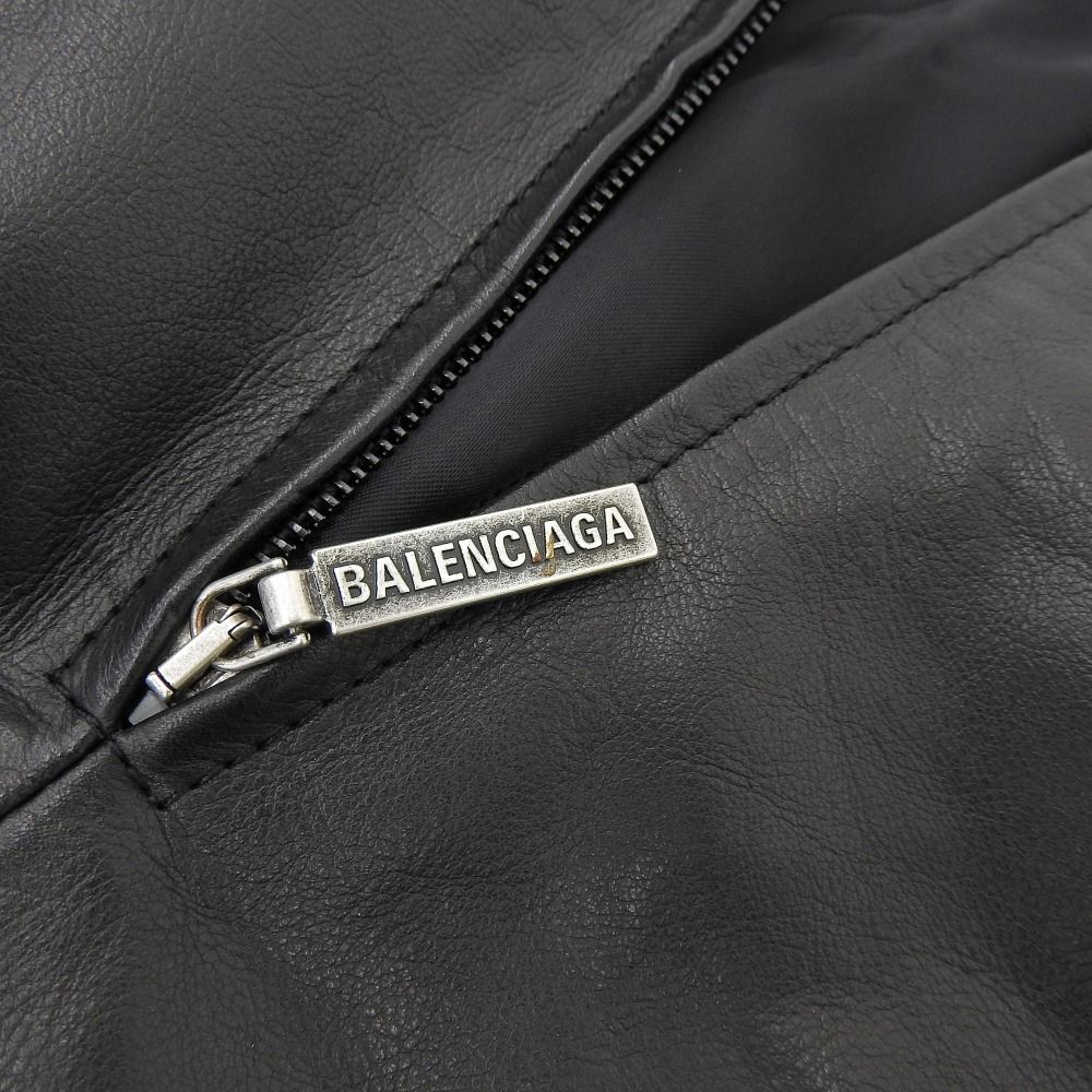 Balenciaga Calf Leather Flare Skirt Black — view 6