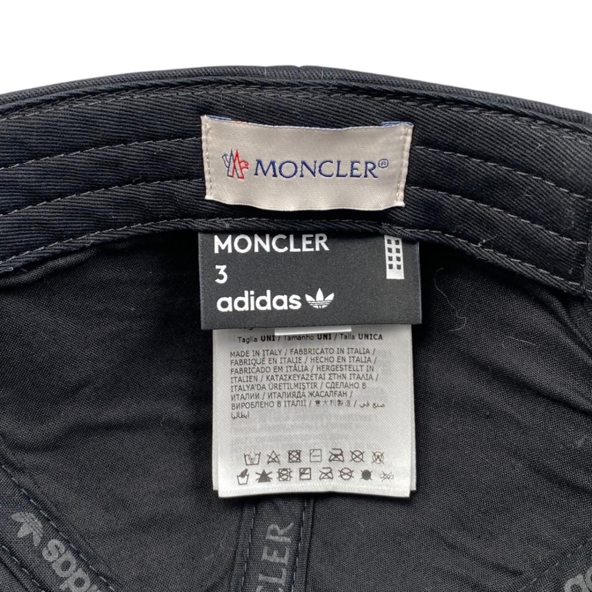 Moncler Adidas Collaboration Hat Logo Baseball Cap Cotton Black — view 7