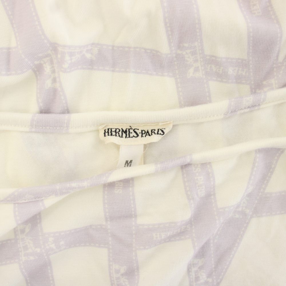 Hermes Top T-Shirt Bolduc 3/4 Sleeve M White Purple HN — view 4