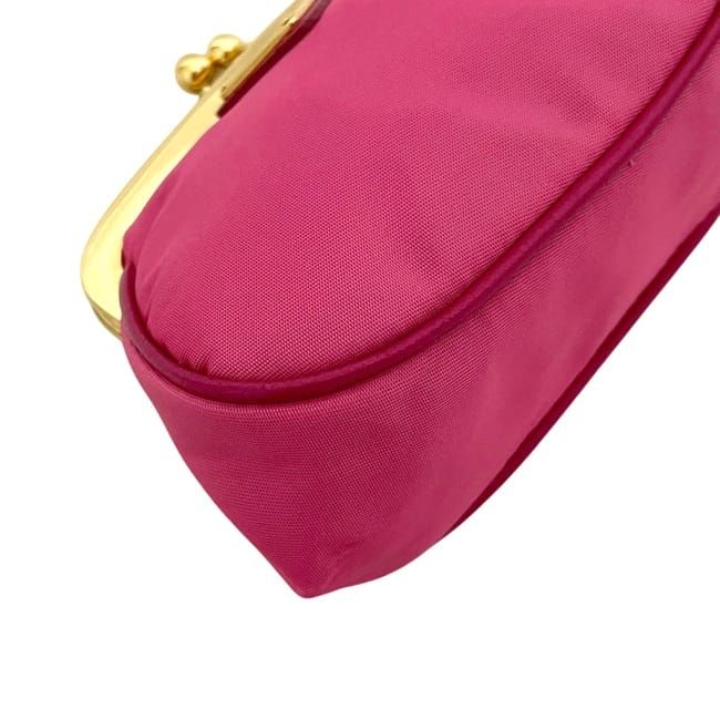 Prada Coin Case Pink Tessuto Kiss Lock Purse Wallet Nylon — view 9
