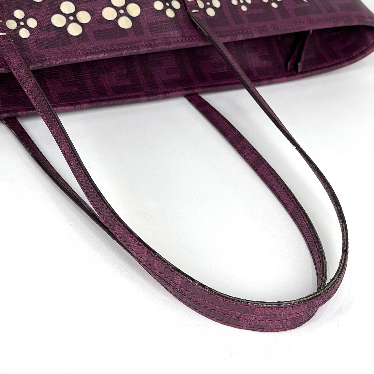 Fendi Zucca Pattern Tote Shoulder Bag Purple White — view 9