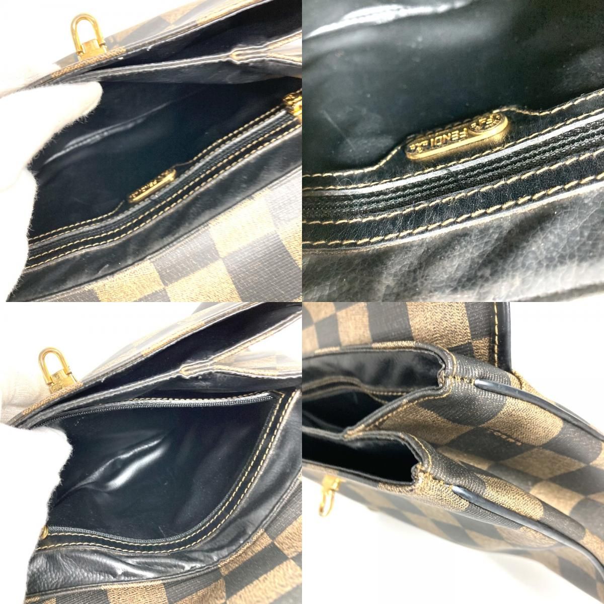 Fendi Handbag Pecan Logo Leather Brown — view 9