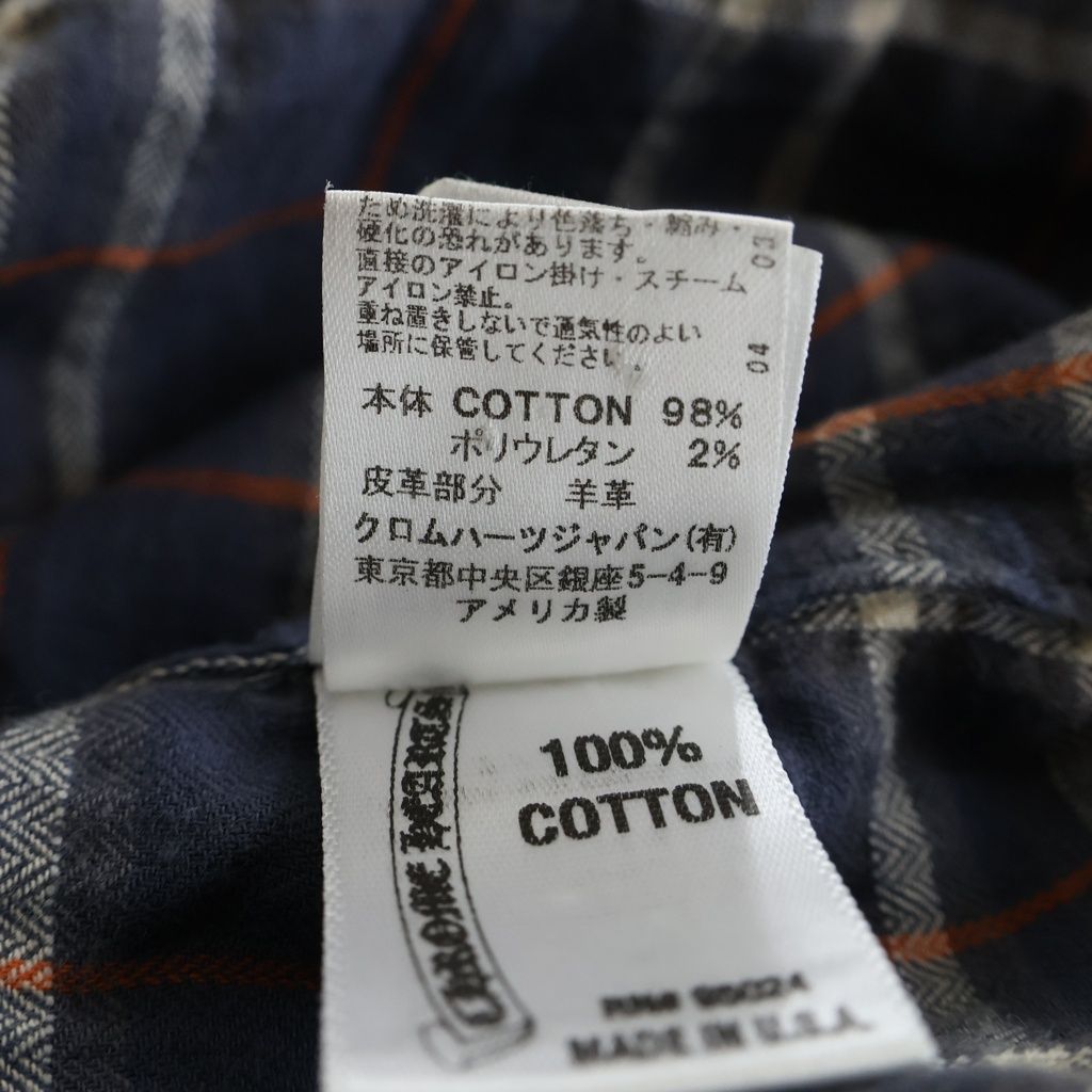 Chrome Hearts Loose End Cross Ball Button Long Sleeve Check Shirt Navy — view 8