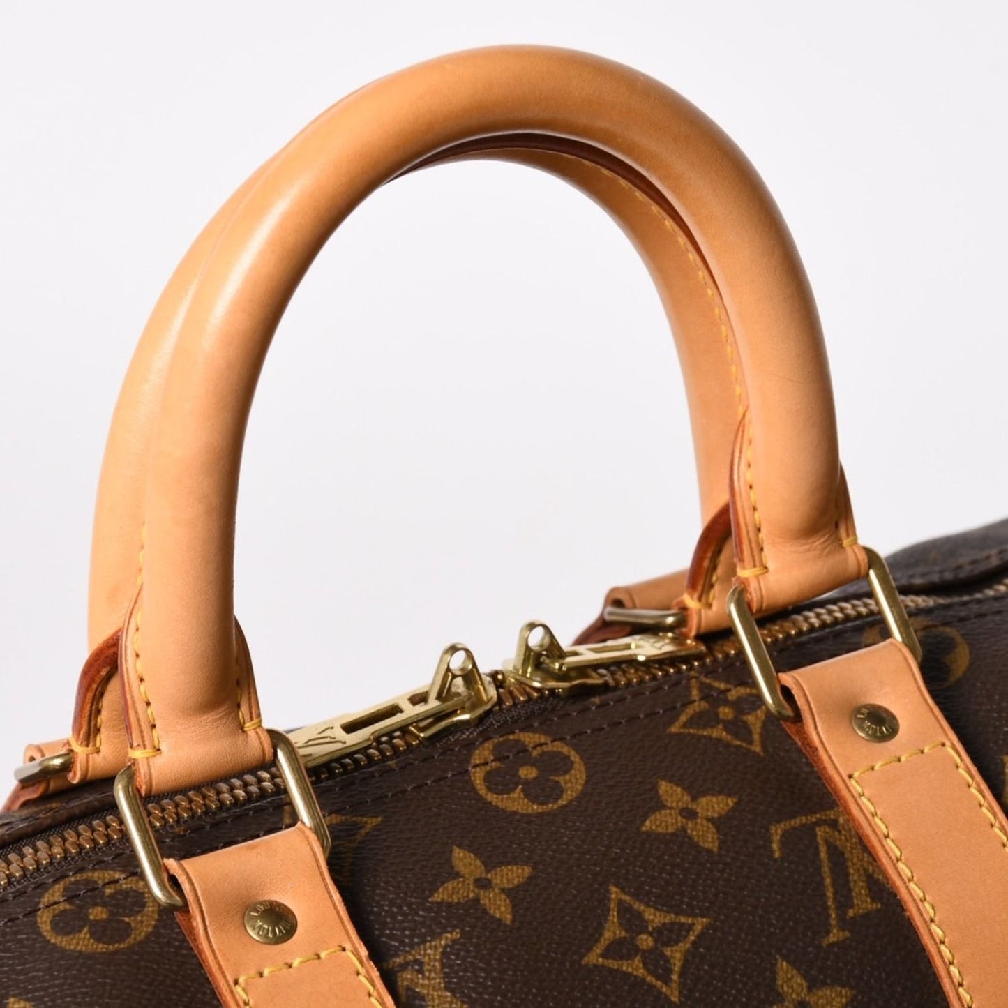 Louis Vuitton Monogram Keepall 45 Boston Bag Vachetta Leather Brown Gold — view 8