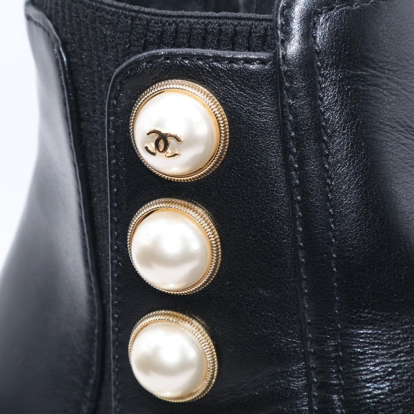 Chanel Imitation Pearl Side Gore Boots 37c — view 9
