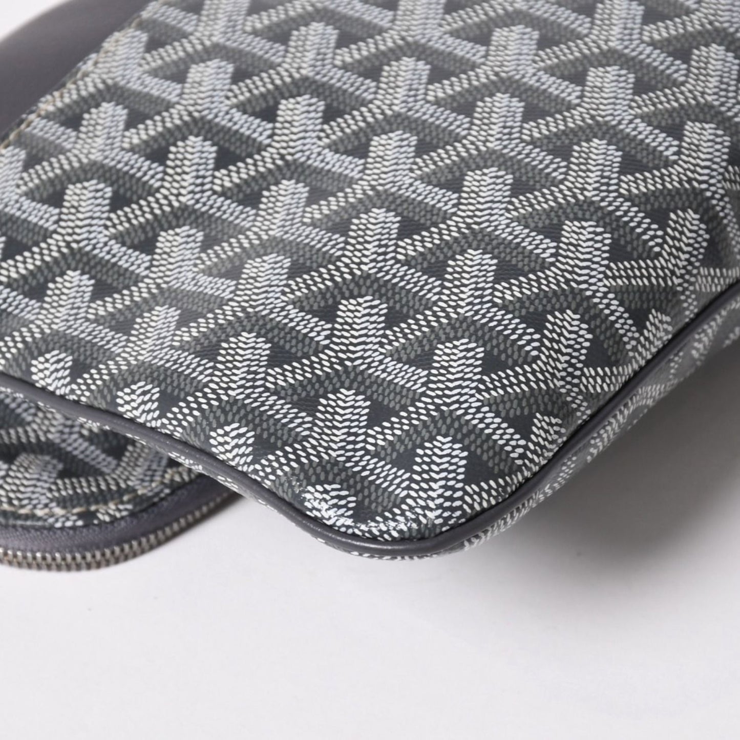 Goyard Folding Clutch Saint Marie MM Herringbone Pattern Gray — view 8