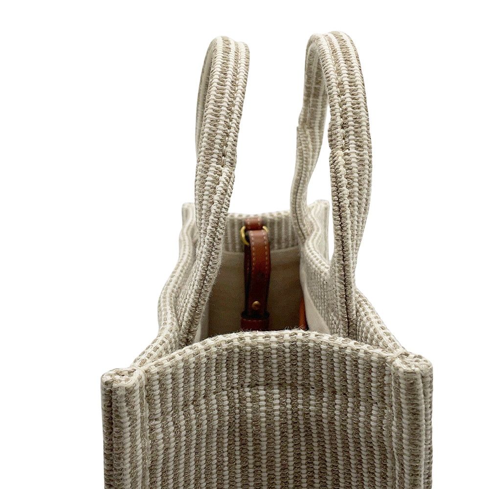 Celine Cabas Thais Small Stripe Canvas Leather 2-Way Shoulder — view 9