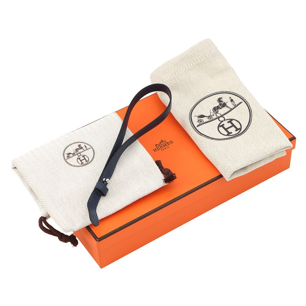 Hermes Wallet Kelly Pocket Long Blue Saffiano Electrum Chevre Sham Kira — view 9