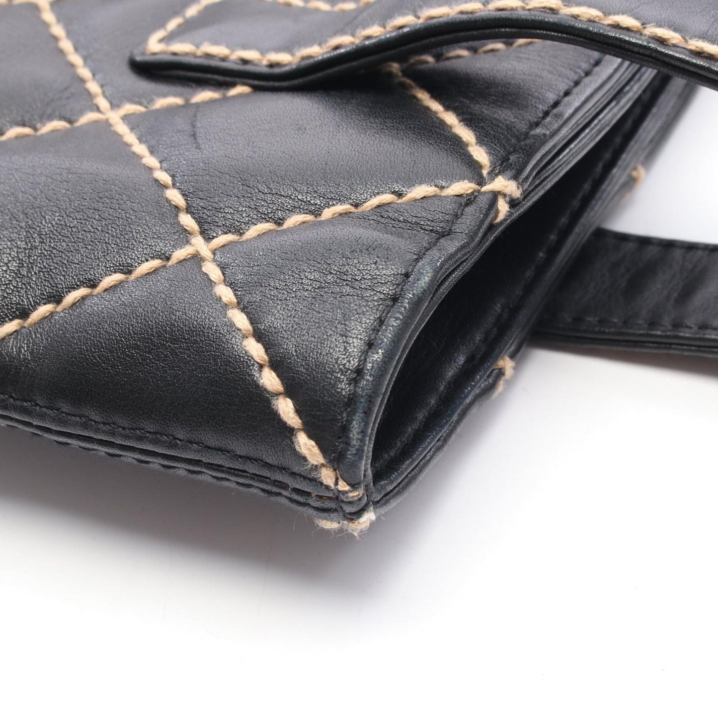 Chanel Tote Wild Stitch Black Leather Handbag — view 9